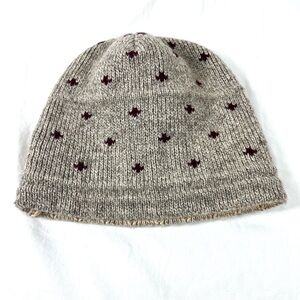 Wigwam Mills Vtg Wool USA Beanie Gray / maroon Winter Ski Hat Beanie  One Size